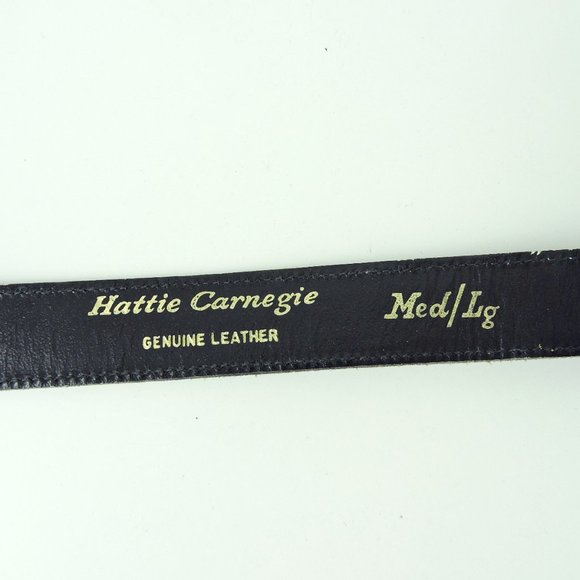 Hattie Carnegie jeweled buckle brown Belt genuine leather women's M / L vintage - Picture 3 of 9